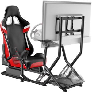 ARES WING Racing Simulator Cockpit with Monitor Mount and Seat, Formula and GT Sim Racing Cockpit Compatible